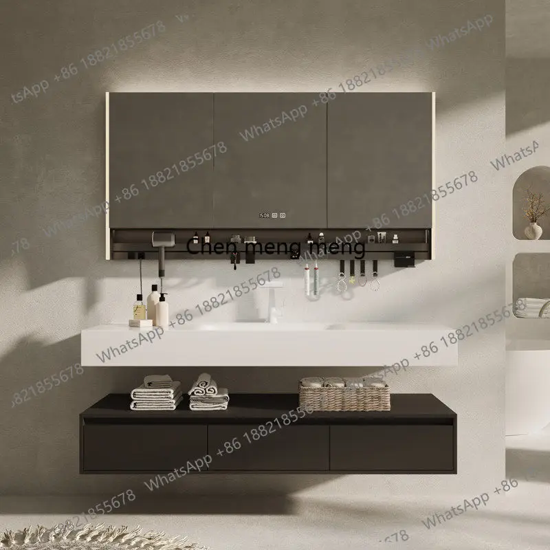 New hotel, integrated basin, black bathroom cabinet, combined washbasin, wash basin.