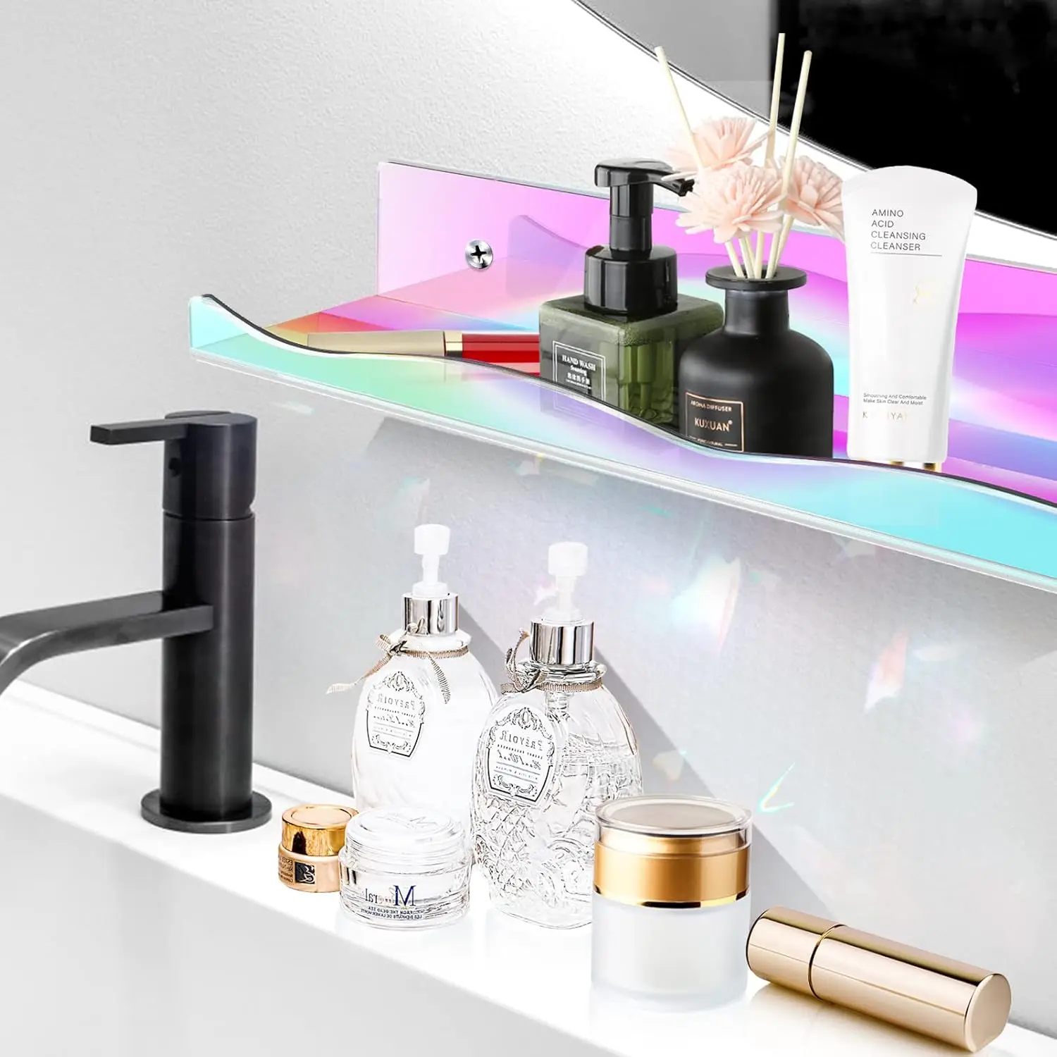 6 عبوات من أرفف العائمة المصنوعة من الأكريليك قزحي الألوان، حواف عرض كبيرة مقاس 15.7 بوصة لـ Funko Pop والكتب والديكور #2