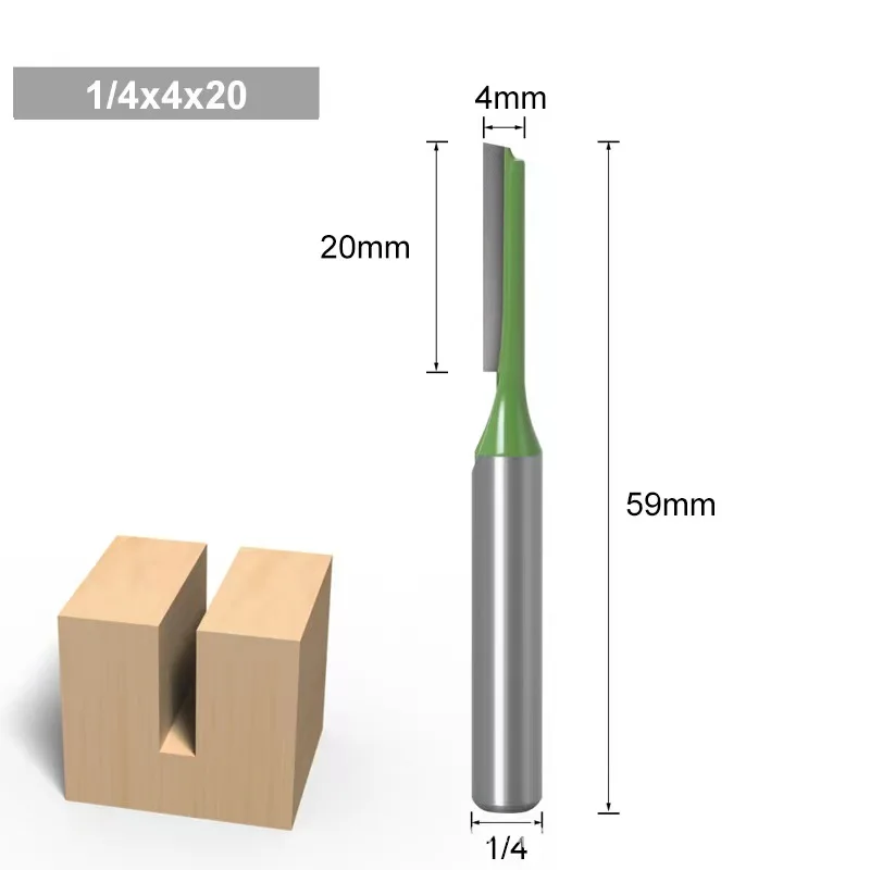 1/4'' 6mm Schaft Einzel- und Doppelschlitzfräser für Holz, 6MM Wolframkarbid-Fräser, Holzbearbeitungswerkzeug-Set