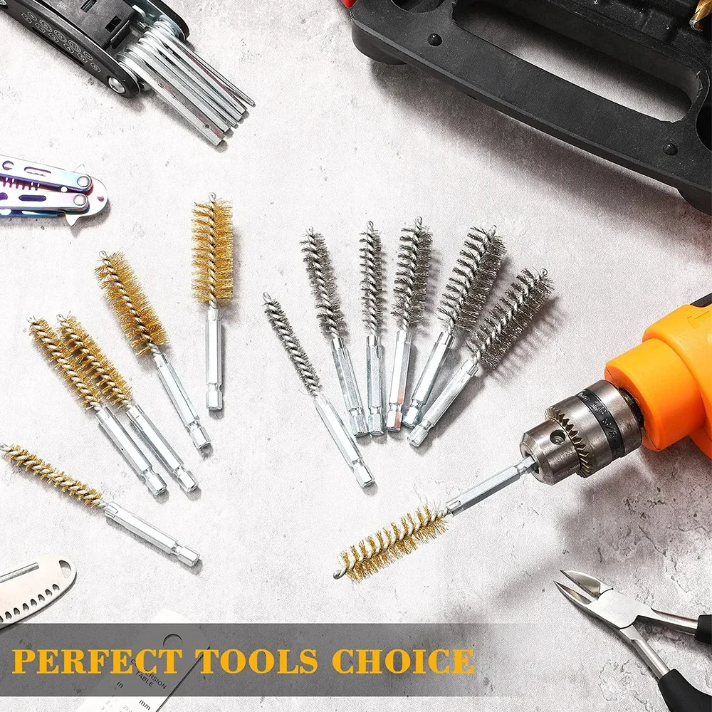 New 6 Pcs 8-19mm Wire Tube Machinery Cleaning Brush Rust Cleaner Washing Polishing Tools for Automotive Manufacturing Processing
