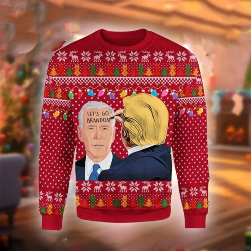 2024 Trump 3D drukowane brzydka bluza moda męska modny sweter z wycięciem pod szyją bluzy świąteczna odzież podkreślająca osobowość Top