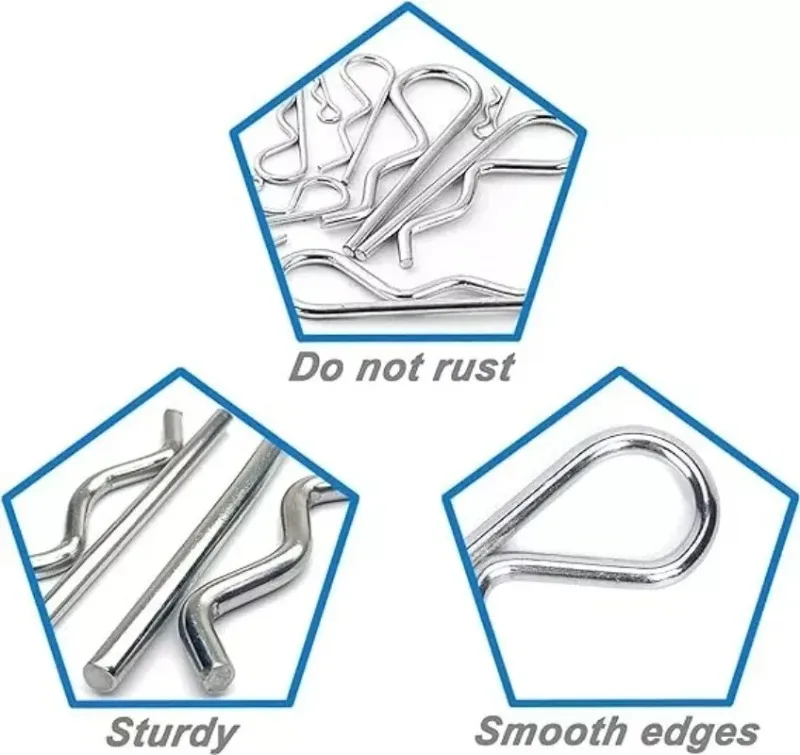 100 قطعة/صندوق دبابيس كوتر الربيع الفولاذ المقاوم للصدأ R مقاطع سبليت دبابيس شكل موجة لأدوات السحابات