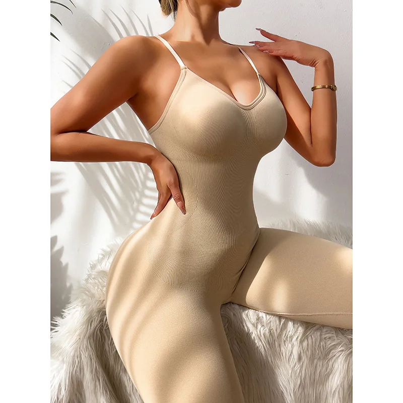 Celana Potong Selempang Besar Pinggang Pembentuk Perut Mulus Elastis Tinggi Tanpa Lengan Warna Polos Tiga Saudara Perempuan Bodysuit Ketat Wanita