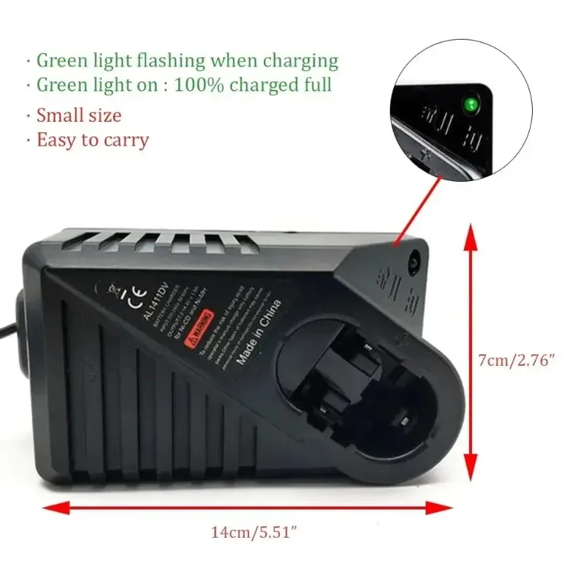 Rechargeable Battery Charger with EU/US/UK/AU Plugs Suitable for BS 7.2V–18V NiMH Power Tool Battery BAT038/BAT048/BAT043/BAT045