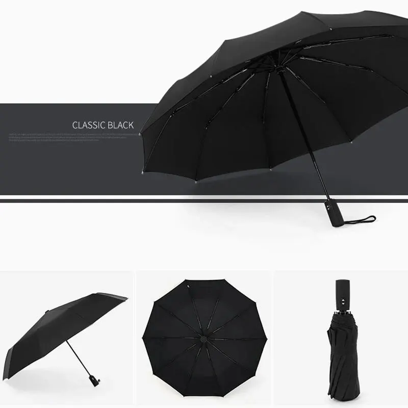 Double-layer Automatic 10-bone Rain and Sun Umbrella Windproof Sunscreen Rain and Sunshine Dual-use Business Folding Umbrella