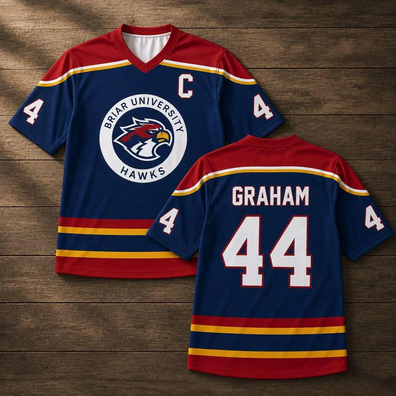 Briar University Hawks Hockey-Trikot Elle Kennedy Off-Campus Graham 44 Logan 22 Tucker 46 DiLaurentis 66 Cosplay Y2K Sportshirt – Detail 8