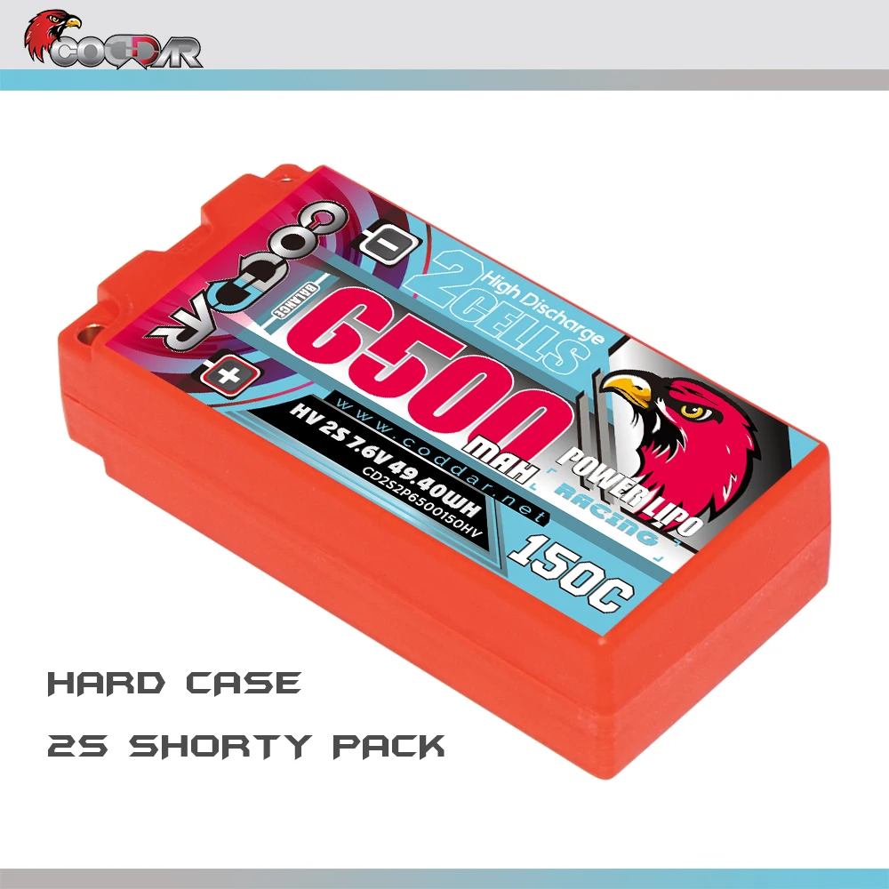 Жесткий чехол CODDAR 6500 мАч 2S 7,6 В 150C Short Pack LiHV RC LiPo Battery 1/12 1/10 Дрифтинг Xray гоночный автомобиль КОМАНДА Losi Багги Truggy