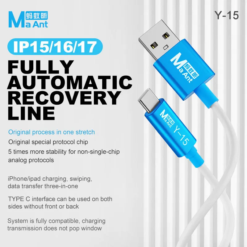 Automatic Recovery Line for Phone Pad Charging Flashing Data Transfer 3 in 1 Original Protocol Chip Plug and Play No Manual Keys