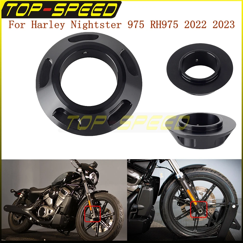 Motorcycle Front Wheel Sleeve Covers Right Bushing Cover Aluminium Black Accessories For Harley Nightster 975 RH975 2022 2023