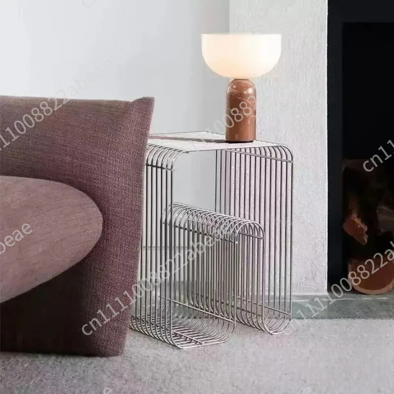 Modern Scandinavian Metal Coffee Table Sleek Minimalist Side Table with Storage for Living Room Furniture for Magazines And Book