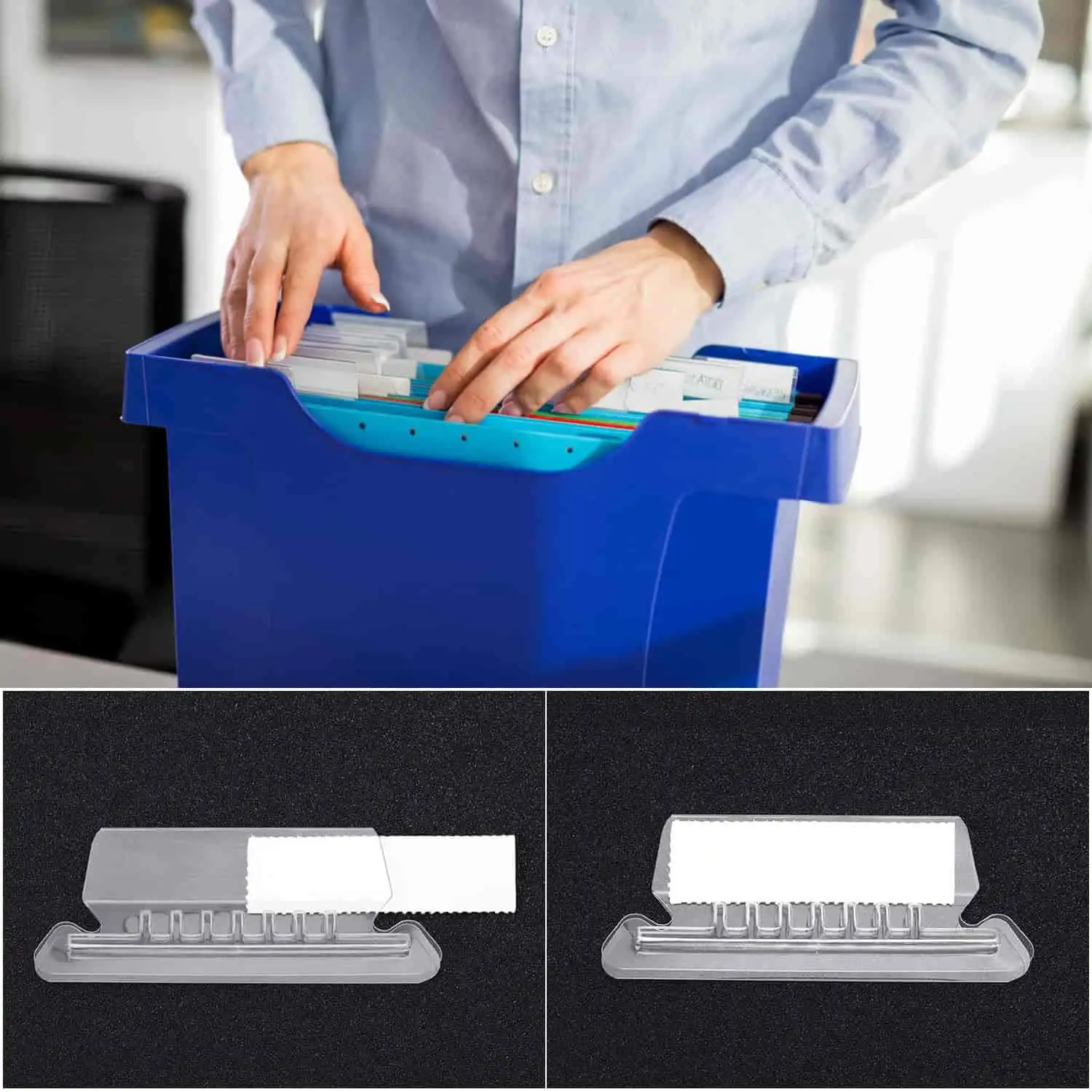 2 Inch File Folder Tabs 100 Sets Hanging File Folder Tabs with Inserts for Hanging Folders Plastic File Tabs File Identification