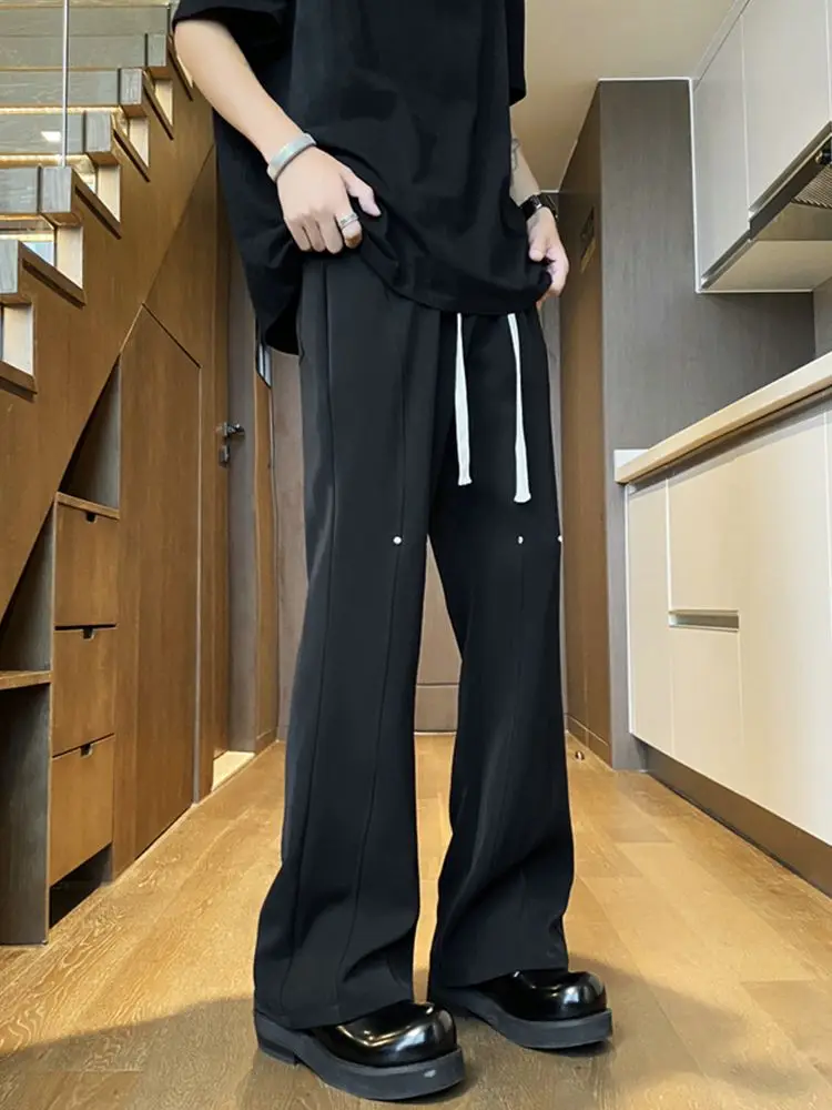 Летние мужские брюки-клеш из ледяного шелка с микро-клеш