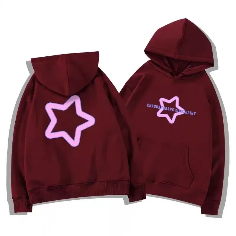 Sudaderas con capucha de Hip Hop para mujer, ropa de calle Retro americana holgada multicolor para primavera, ropa para parejas adolescentes Y2k con bolsillo frontal superior gótico de otoño