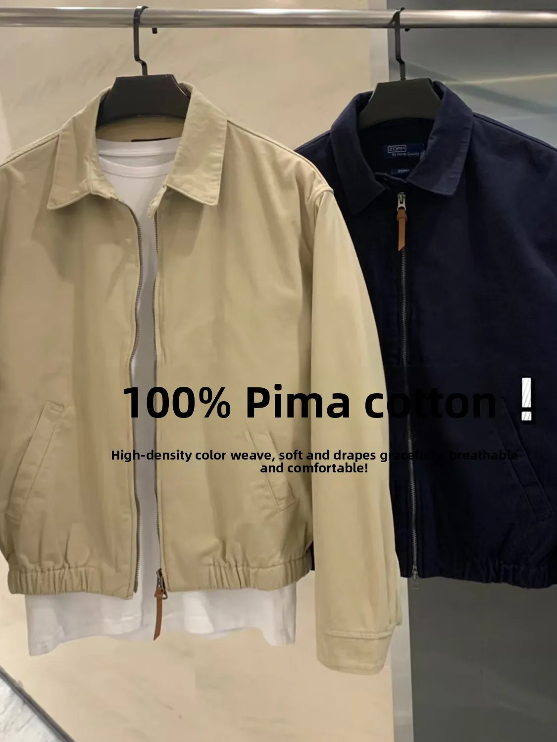 

Waed 00P Cotton Jaet Casual Sle Stand Fit Breathable Youth Outerwear for Daily Use Pure Color Zipper Closure