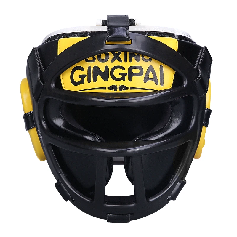 Hochwertiger PU-Leder Boxhelm Kopfschutz für Kinder Professioneller Wettkampf-Kopfschutz MMA Muay Thai Kickboxen Kopfschutz – Detail 5