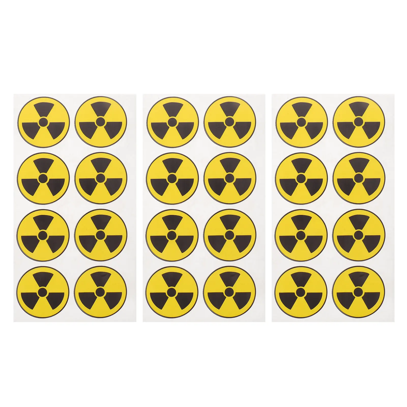 24Pcs Radiation Warning Labels 5Cm Round Coated Paper Yellow Black Universal Radiation Symbol Stickers for Lab Safety Industrial