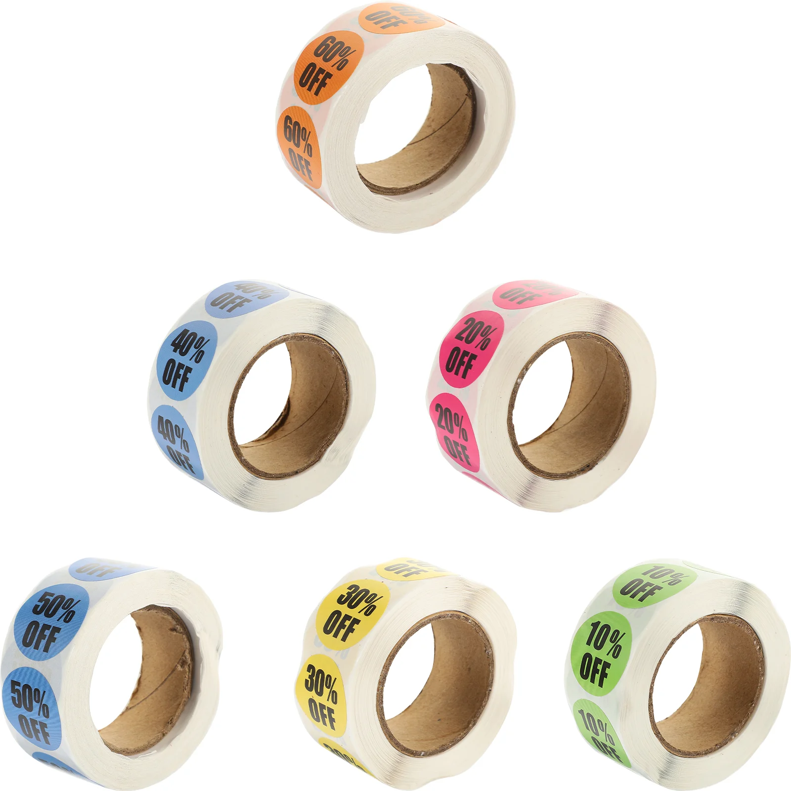 

6 Rolls Discount Stickers Tag Garage Signs Retail Store Paper Supermarket Decals Label Strong Adhesive Resale Shops Scratch Off