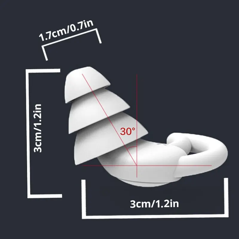 방음 실리콘 귀마개, 방수 수영 귀마개, 수면 소음 감소, 3 층 흰색