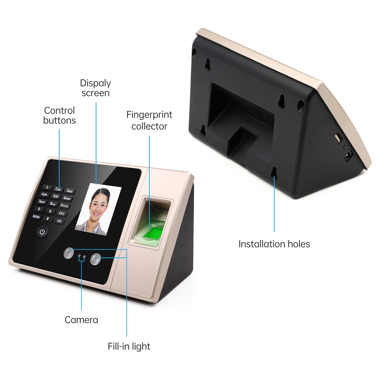 Intelligent Biometric Fingerprint Time Attendance Machine with HD Display Screen Time Clock Support Face Fingerprint Password