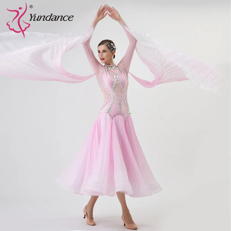 B-2288 New Women Modern Dance Rhinestone Color Diversity Dress Ballroom National Standard Waltz Competition Performance