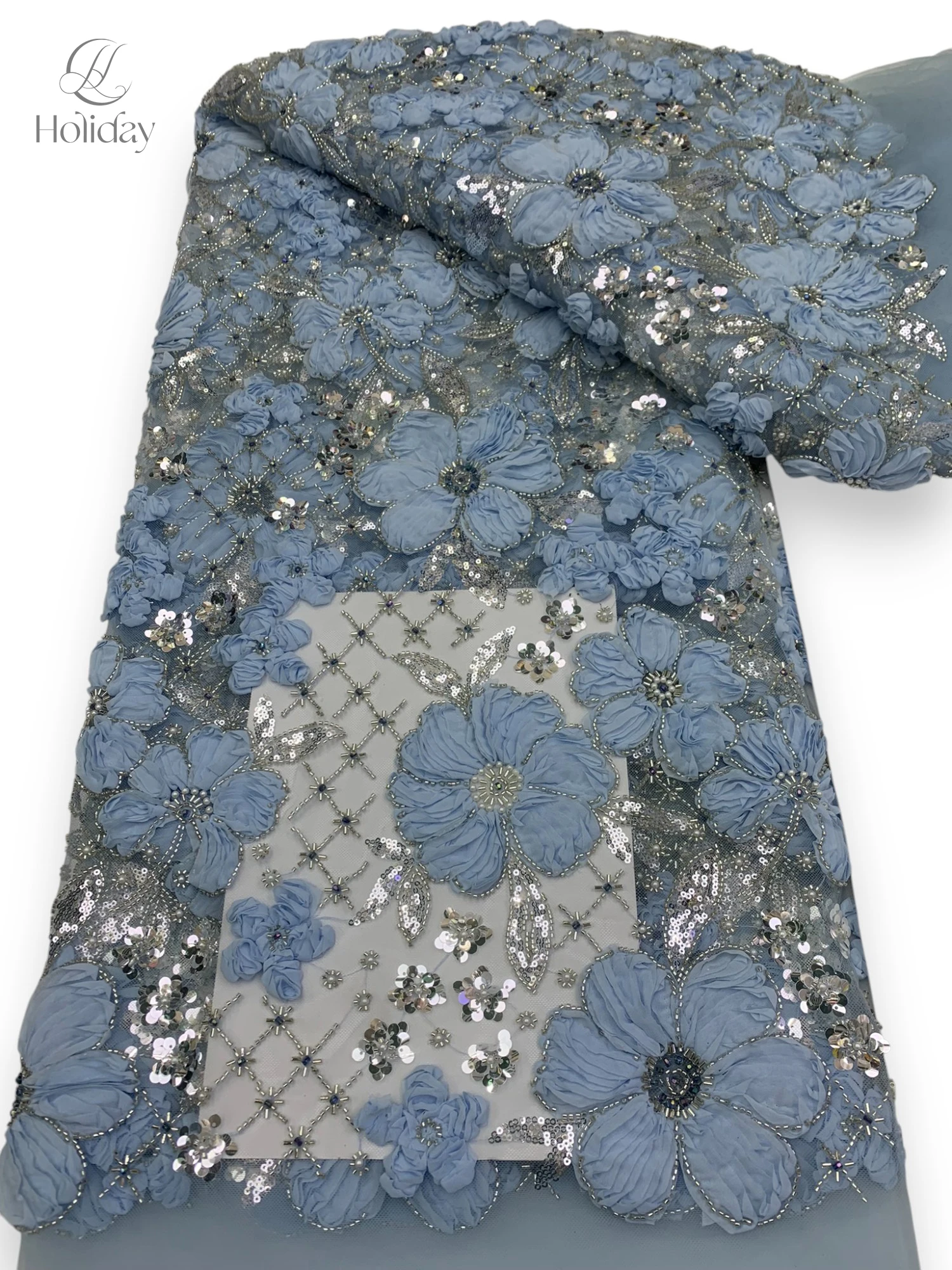 

​2025 New Chiffon sequin fabric French Mesh Lace Fabrics Nigerian Mesh Lace fabrics for sewing Beaded Sequins Lace Fabrics