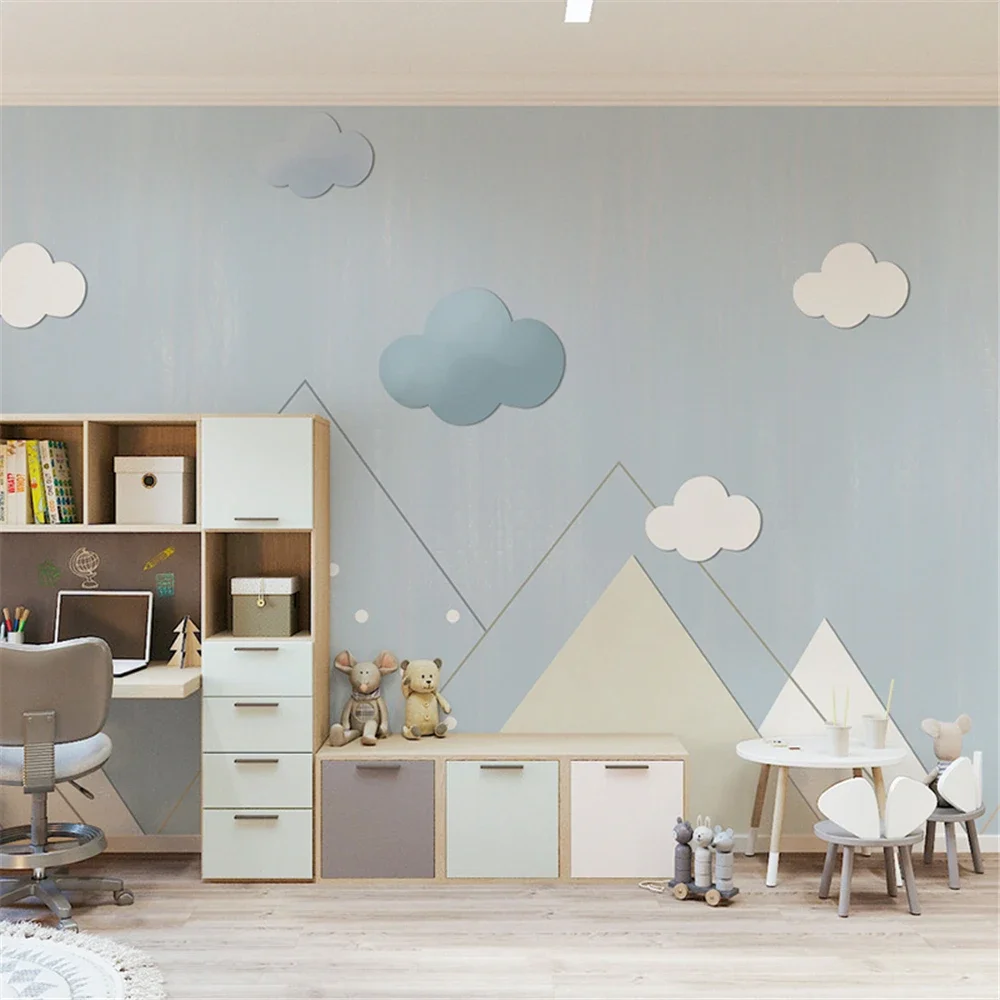 Custom Cartoon Warm cloud wallpaper for Children's room blue wall paper Boys' and girls' bedroom TV background home improvement