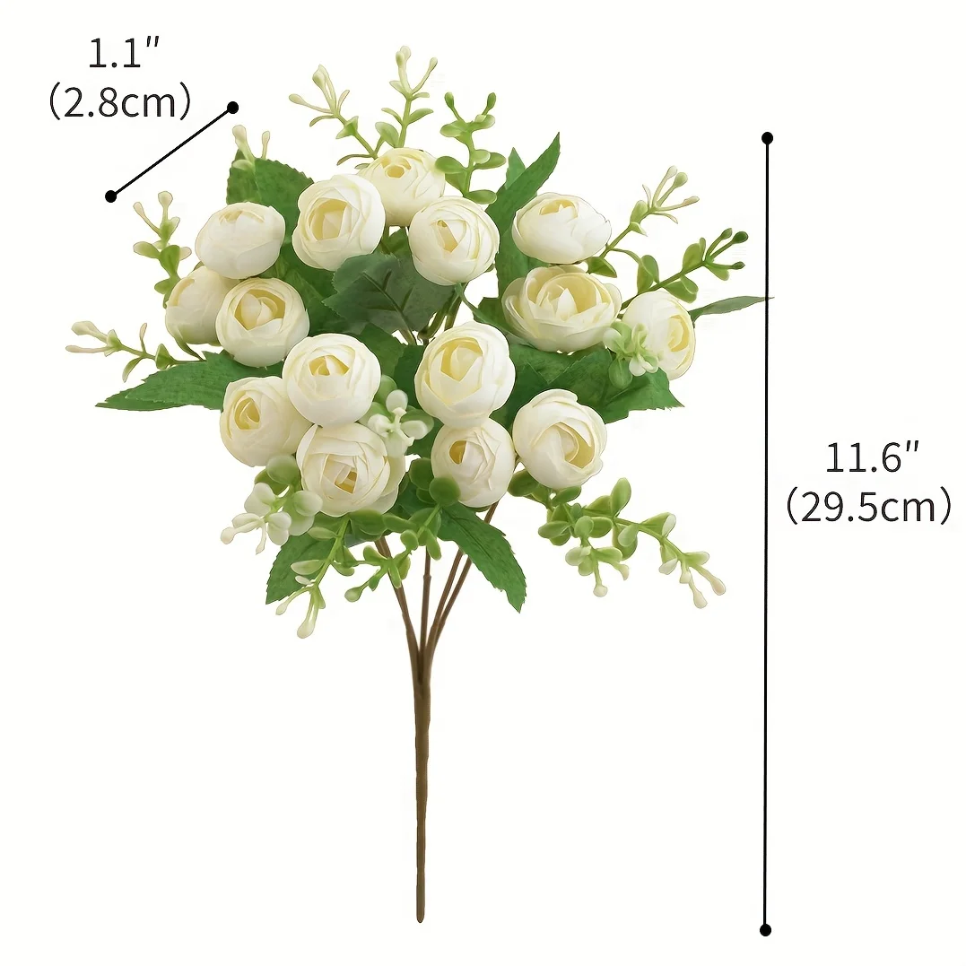 1pcs Artificial Silk Flowers Ranunculus Asiaticus Bouquet,Flower Arrangement DIY Project,Home Kitchen Wedding Decorations