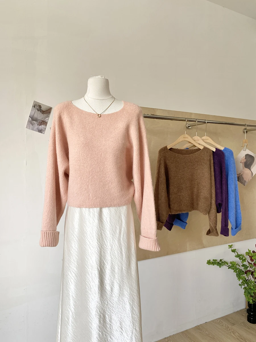 

Autumn Winter New Style Korean Sweet Soft round Neck Loose Knitted Sweater Women Daily Simple Match Trendy Top Warmth Heating