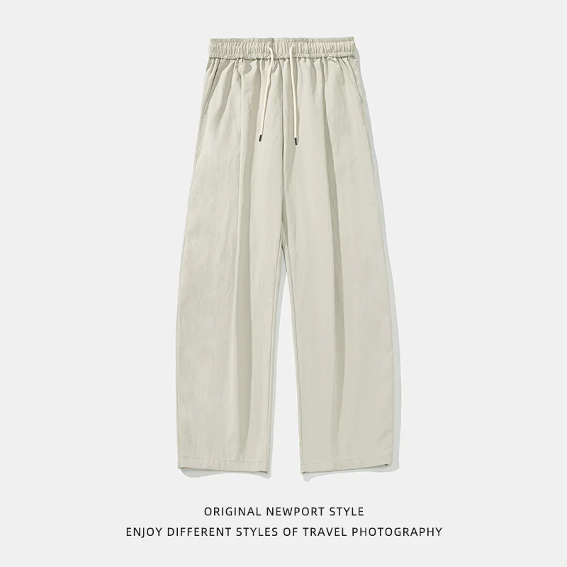 Autumn Winter Casual Pants Men's Pleated Pants Loose Design Solid Color Slightly Wide Leg Casual Trousers