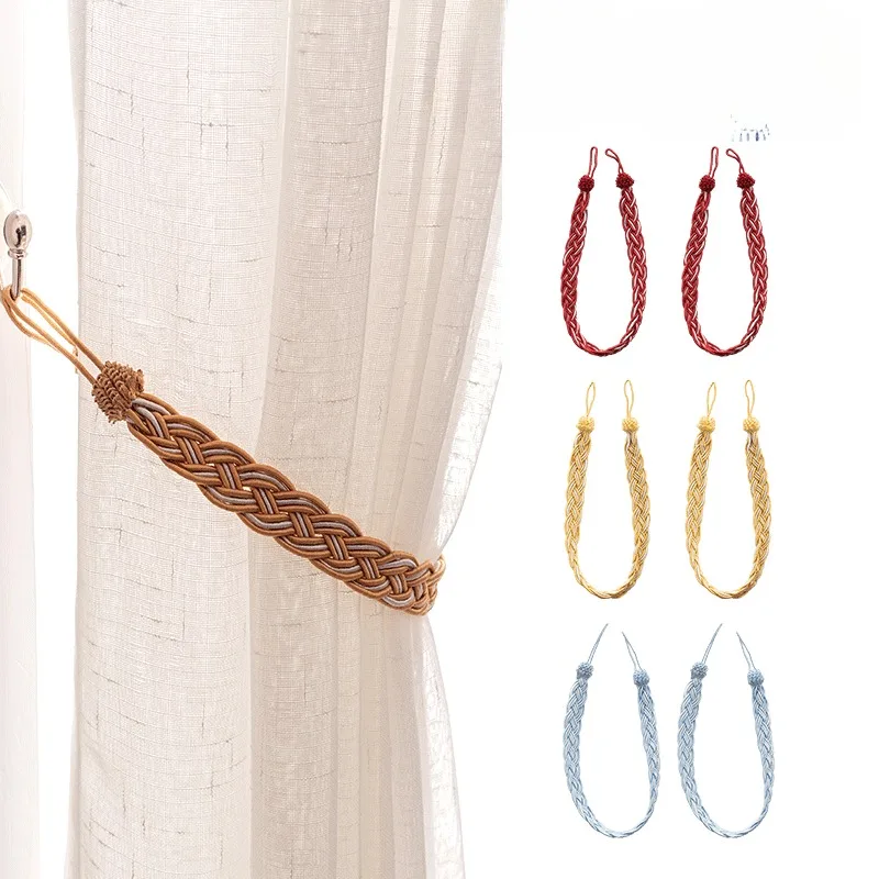 2 Pcs Home Curtain Buckles Tie Rope Curtain Tieback Holder Clips Rope Home Decor Curtain Decorative Accessories