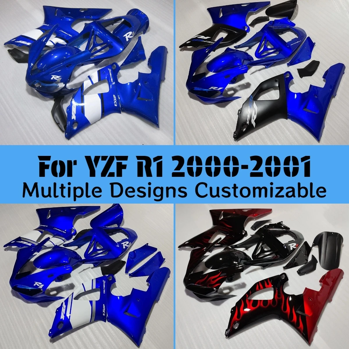 For YAMAHA YZF R1 2000 2001 Red Flame ZXMT Parts Fairings YZF-R1 00 01 Fit Full Motorcycle Fairing Kit