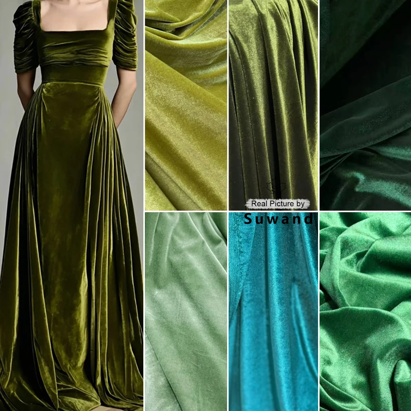 

Soft Velvet Fabric for Women Formal Evening Dress Backdrops Wedding Party Decoration Curtains Cloth Sewing Material Wide 175cm