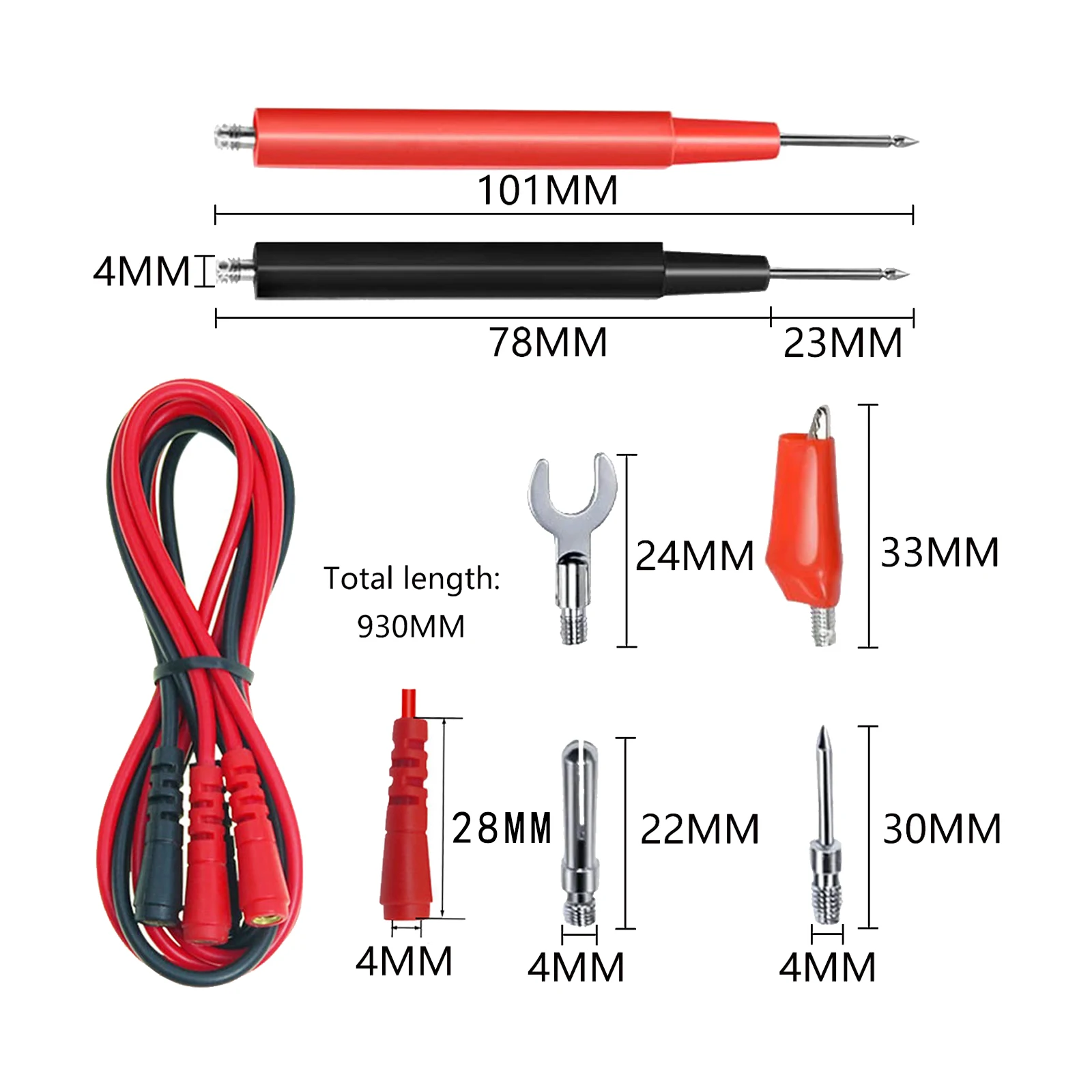 16pcs Multimeter Test Leads Kit Replaceable Electronical Alligator Clips Probes Banana Plug Power Testing Needle Jumper Wires