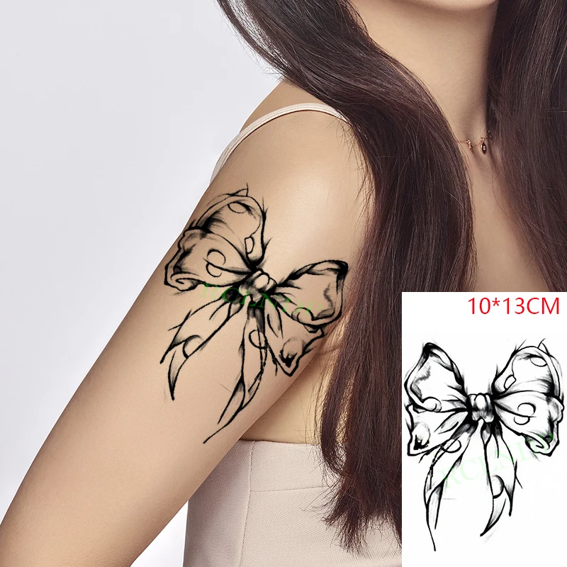 Tatuagem temporária à prova dwaterproof água adesivos bonito arco nó flor sexy bonito falso tatto flash tatoo corpo arte para mulher