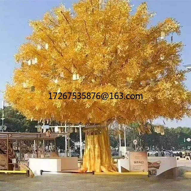

FRP simulation golden banyan tree golden wishing plant golden red envelope tree shopping mall hotel cash tree