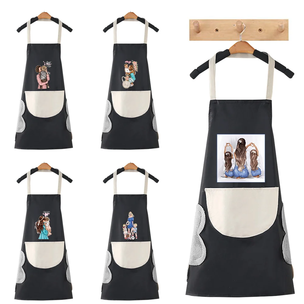 

Water Repellent Kitchen Apron Unisex with Pockets Work Cleaning Restaurant Waiter Work Apron Florist Shop Mom Pattern