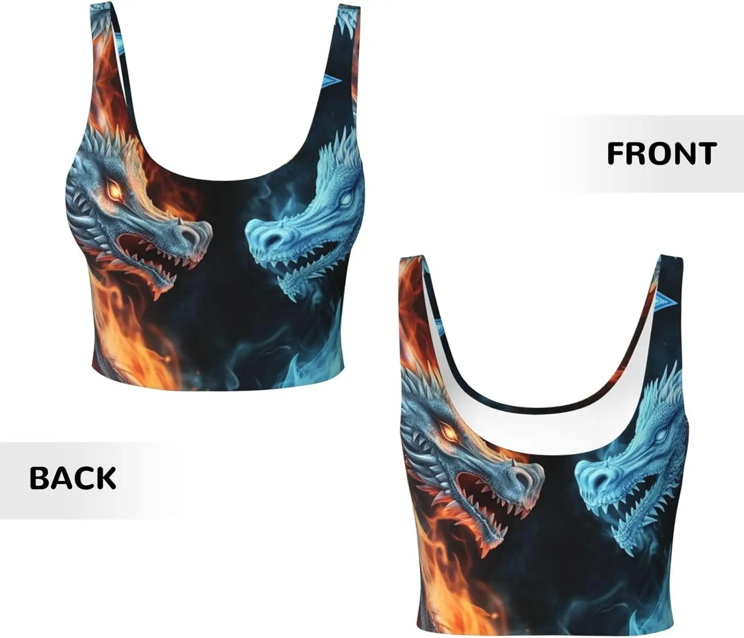 Soutiens-gorge de sport pour femmes, dos en U, débardeurs amovibles pour femmes, Dragons de glace et de feu, soutien-gorge d'entraînement imprimé Yoga drôle