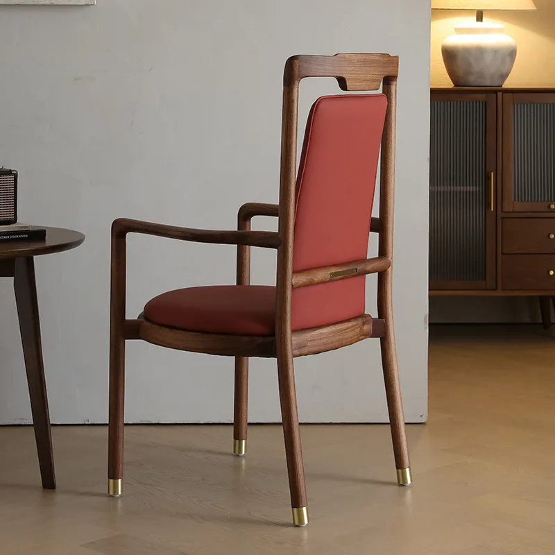 #New Chinese-Style Solid Wood Dining Chair with Upholstered Backrest Armrests for Restaurant Banquet Living Room & Hotel Use