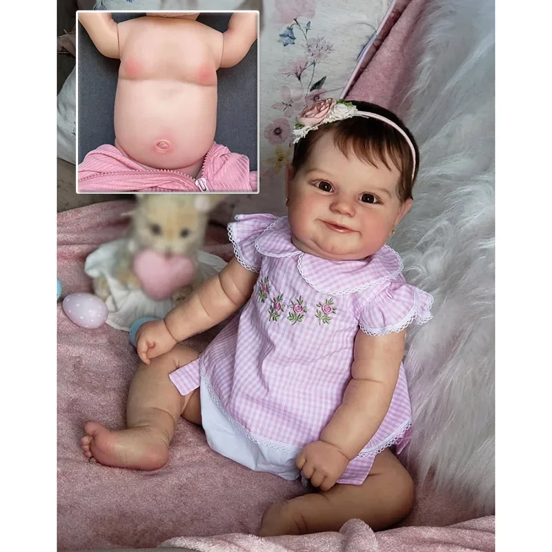 50CM Full Body Soft Vinyl Baby Maddie Reborn Baby Girl Doll Lifelike Soft Touch Genesis Painted Doll with Visible Veins