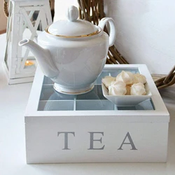 Tea Box Coffee Tea Bag Teacup Infuser Storage Holder Organizer Set Lid 9 Compartments Cabinets Home Tea Kitchen