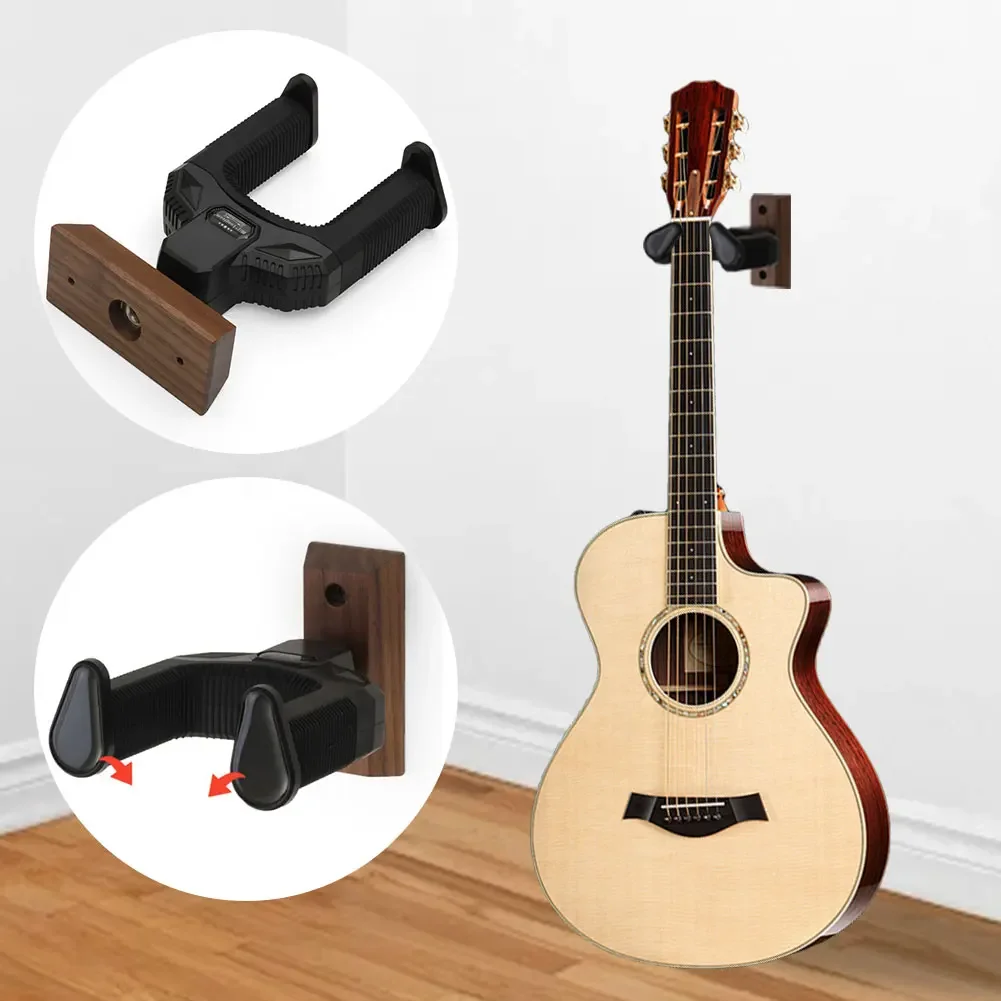 Wooden Wall Mount Holder Non-Slip Guitar Display Bracket Universal Guitar Wall Hanger for Electric Guitar Ukulele Bass