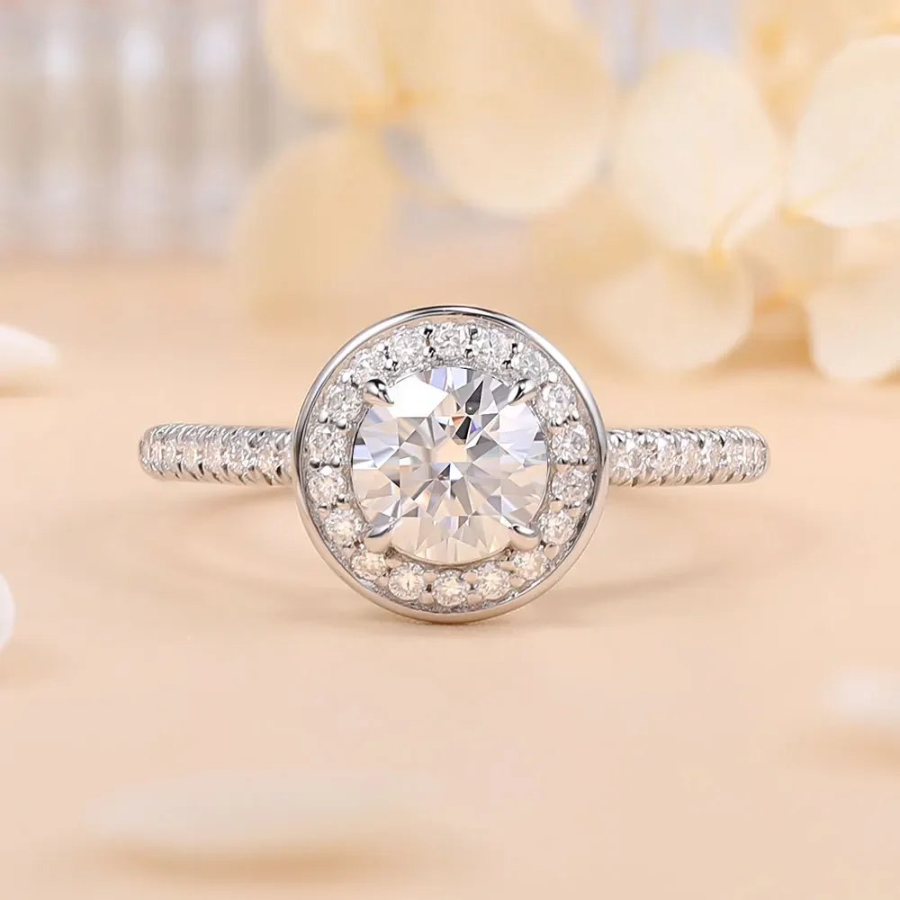 

M-JAJA 1ct Moissanite Engagement Ring for Women S925 Sterling Silver Eternity Diamond Wedding Band 18K Gold Plated Fine Jewelry