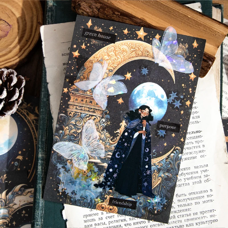 1Style 150Sheets/bag Moon Theme Material Book DIY Handbook Scrapbook Photo Frame Journal Material Decorative Background Paper