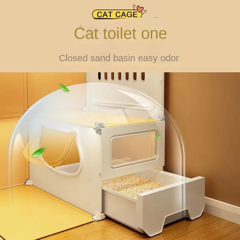 Indoor Cat Villa Large One Room One Hall Modern Free Space Air Conditioning Home Toilet Drawer