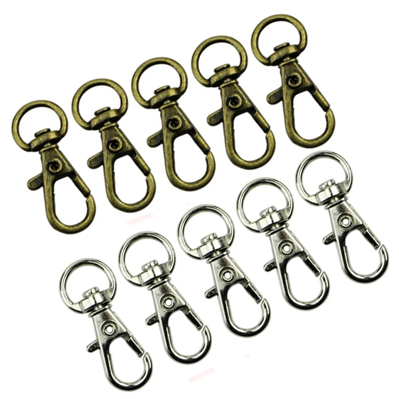 20Pcs Metal Clasp Swivel Trigger Clips Snap Hooks Key Ring Bags DIY Craft Copper & Silver