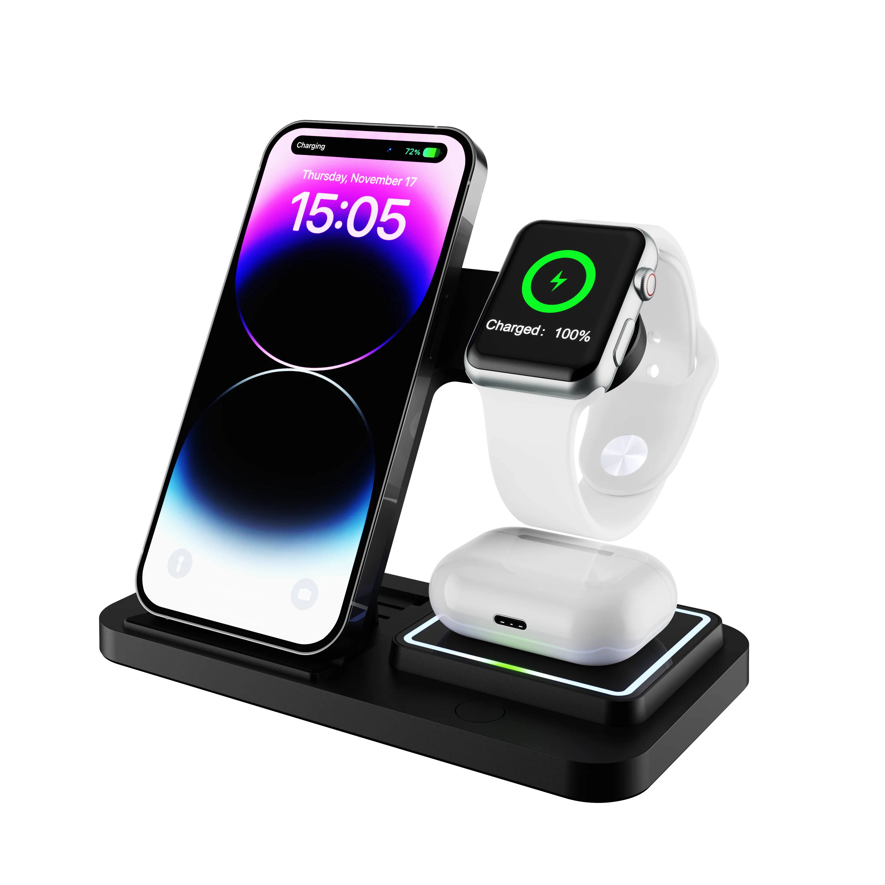 

Foldable Wireless Charger Suitable For Apple Phones Watches Earphones 15W Fast Charging Foldable Magnetic Wireless Charging