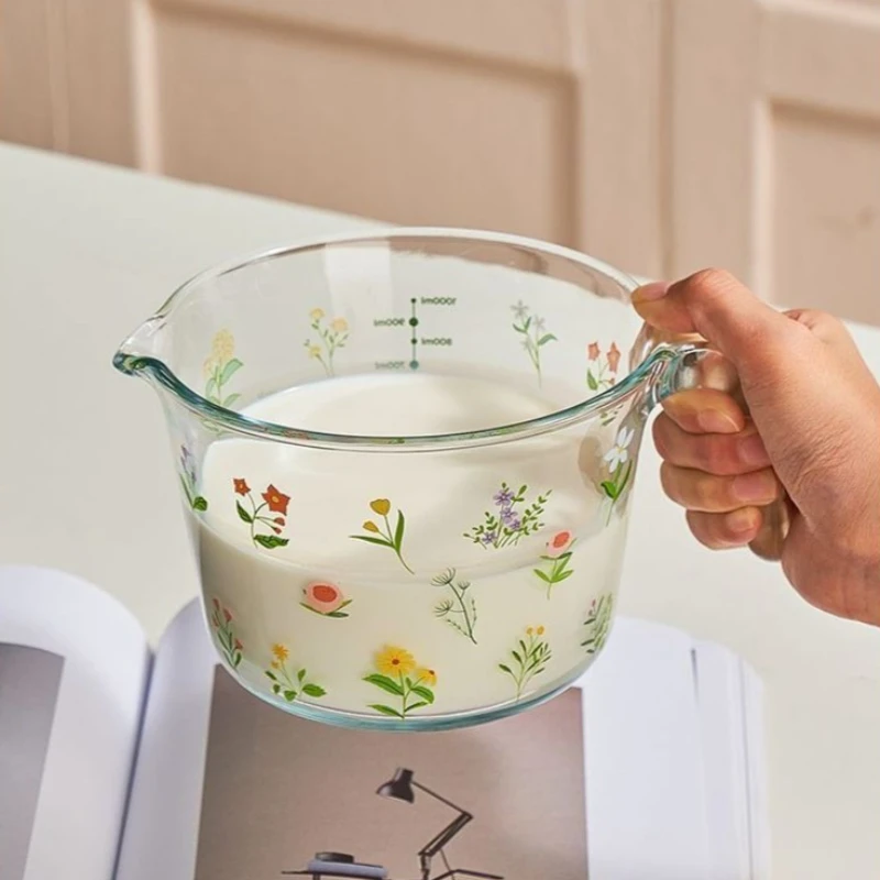 Large-capacity Glass Measuring Cup Household Baking and Microwave-specific Glass Cups Egg Liquid Filtration and Measurement Cup
