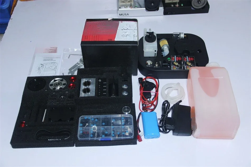 Twin cylinder engine assembly model metal methanol fuel mini mini engine mechanical assembly toy