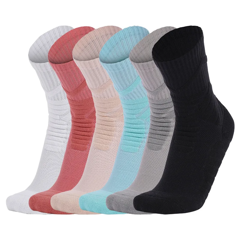 6 Pairs Of Blue Socks Men's Socks Thick Ball Socks Non-slip Professional Sports Socks Wear Resistant Mid-tube Socks Lycra Towel