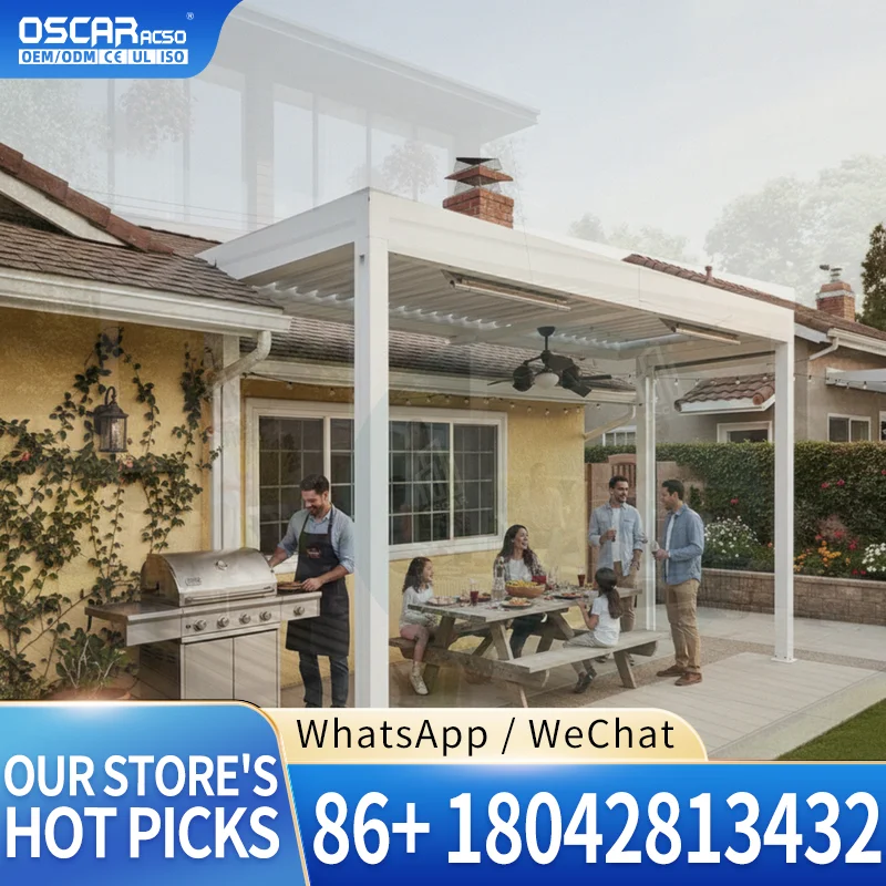 3X3 3X4 4X4 6X4m Modern Outdoor Garden Waterproof Bioclimatic Aluminum Pergola Louvered Structure For European Backyards Vacatio